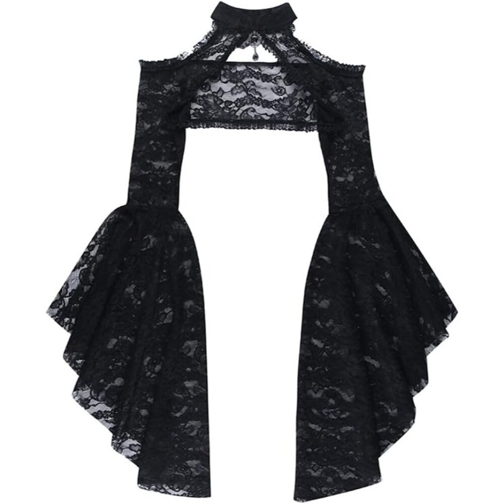 Women Black 6 Bolero Shrug Goth Crop Top Fairy Shrugs for Dresses